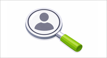 Illustration: Eine Lupe ist über einer Personensilhouette positioniert.