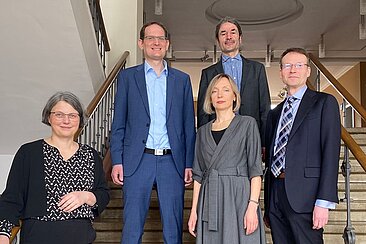 Annabella Rauscher-Scheibe, Michael Schmitt, Nataliya Sadretdinova, Matthias Mager und Tobias Becker (von links nach rechts) © HTW Berlin/Anja Schuster